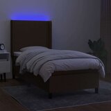  Krevet box spring s madracem LED tamnosmeđi 80 x 200 cm tkanina | shoptok.hr