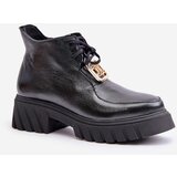 Zazoo 2952 Leather Ankle Boots With Golden Decoration Black | shoptok.hr