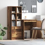 vidaXL Miza s shranjevanjem Stari les Inženirski les | Shoptok.si