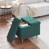  Shranjevalna tabureta Temno zelena 60 x 60 x 45 cm blago, (5000208395) Slike