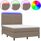  Box spring s madracem LED smeđesivi 140x200 cm tkanina | shoptok.hr