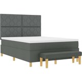 vidaXL vzmetnica s posteljo in klopjo temno siva 140x200 cm tkanina | Shoptok.si