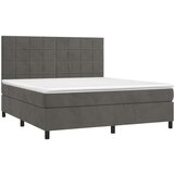 Box spring postelja z vzmetnico LED temno siva 180x200 cm žamet, (20789399) | Shoptok.si