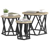  Ugolni bočni stol 3 pcs Sonoma hrast Inženjerska drva i čelik | shoptok.hr