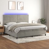  box spring s madracem LED svjetlosivi 200x200 cm baršun | shoptok.hr