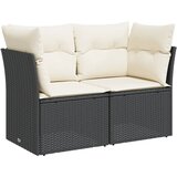 Maison Chic Vrtni kavč - Zunanji kavč dvosed z blazinami črn poli ratan, (22042089) | Shoptok.si