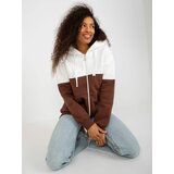 Fashion Hunters Ecru-brown basic long sweatshirt with zipper Cene