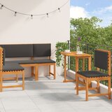 vidaXL 4-delni zunanji jedilni set s blazinami iz trdega akacijevega lesa | Shoptok.si