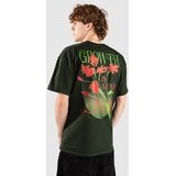 Dravus Linear Flora Boxy T-shirt forest green Cene