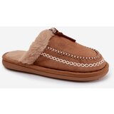Boto Women's slippers with fur and embroidery brown Perivelle | Shoptok.si