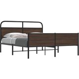 vidaXL Kovinski posteljni okvir brez vzmetnice rjavi hrast 160x200 cm | Shoptok.si