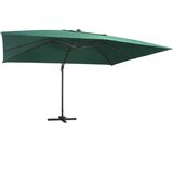vidaXL Stranski senčnik LED in aluminijast drog 400x300 cm zelen | Shoptok.si