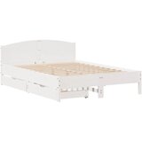 vidaXL Posteljni okvir z vzglavjem bel 135x190 cm trdna borovina, (21321844) | Shoptok.si