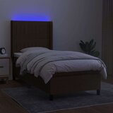  Box spring postelja z vzmetnico LED temno rjava 90x200 cm blago, (20937632) | Shoptok.si