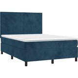  box spring s madracem LED tamnoplavi 140x200 cm baršun | shoptok.hr