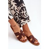 Boto Women's Flat Sandals With Cutouts Dark Brown Salyra Cijene