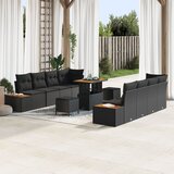 vidaXL set od 11 dijelova vrtnih kauča s jastucima crni Poly Rattan akacija, set od 3 dijela vrtne trpeze s jastucima crni Poly Rattan akacija | shoptok.hr