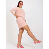 Fashion Hunters Dusty pink plus size cotton tunic with a V-neck Cene