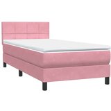 Box spring postelja z vzmetnico roza 80x220 cm žamet, (21790844) | Shoptok.si