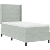vidaXL Postelja s škatlasto vzmetjo z vzmetnico Svetlo siva 100x200 cm Žamet | Shoptok.si
