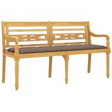  Klupa Batavia sa smeđesivim jastukom 150 cm od masivne tikovine | shoptok.hr