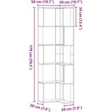 vidaXL Kotna knjižna omara 5-nadstropna siva sonoma 50x50x179 cm | Shoptok.si