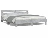  Okvir za krevet s uzglavljem i LED siva boja betona 200x200 cm | shoptok.hr