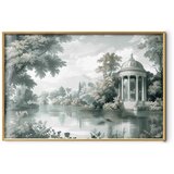  Plakat - Landscape with a Park and Lake in Retro Greens 60x40 Zlatni okvir | shoptok.hr