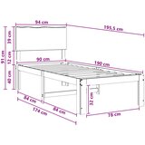  Krevet s uzglavljem ROSTOCK Prirodna 90 x 190 cm | shoptok.hr