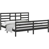  Posteljni okvir črn iz trdnega lesa 200x200 cm, (20648431) | Shoptok.si