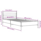  Okvir za krevet smeđi hrast 90x200 cm konstruirano drvo i metal | shoptok.hr