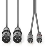 Nedis COTH15210GY30 Balanced Audio Cable 2x XLR 3-Pin muski na 2x RCA muski, 3m, PVC, Dark Grey Cene