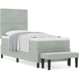 vidaXL Krevet s podnicom s madracem i klupom svjetlosiva 80x200 cm baršun | shoptok.hr