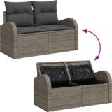  Set 8 delne vrtne sedežne garniture z blazinami sivo poli ratan akacija | Shoptok.si