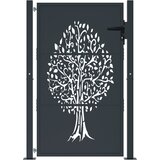  Vrtna vrata antracit 100x150 cm čelična s uzorkom stabla | shoptok.hr