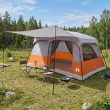  Obiteljski šator s krovom Siva i narančasta 420 x 305 x 200 cm Cijene