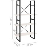 vidaXL ormarić za knjige s 4 razine bijeli 80x30x140 cm od borovine | shoptok.hr
