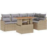  Set od 6 dijelova vrtnih sofa s jastučićima Bež Poli Ratan Dvosjed vrtnih sofa s prostorom za pohranu i jastučićima Bež Poli Ra | shoptok.hr