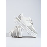 SHELOVET Women's sports shoes high platform sneakers white-gray Cene