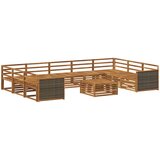  Set vanjskih sofa 10 kom. Prirodna Čvrsto drvo akacije Smeđa | shoptok.hr