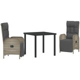 vidaXL 3-delni vrtni jedilni set s blazinami Siva poli ratan | Shoptok.si