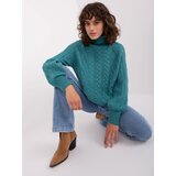 Fashion Hunters Turquoise cable knit turtleneck sweater | Shoptok.si