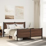 Maison Chic Kovinski Posteljni okvir - Dvoposteljna postelja - Zakonska postelja brez vzmetnice rjavi hrast 180x200 cm, (21694611) | Shoptok.si