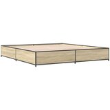 vidaXL Posteljni okvir sonoma hrast 200x200 cm inž. les in kovina, (21128848) | Shoptok.si