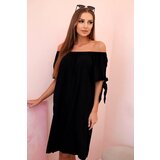 Kesi Włoski Women's viscose dress with tied sleeves black Cijene