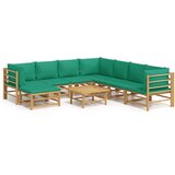  9-dijelna vrtna garnitura od bambusa sa zelenim jastucima | shoptok.hr