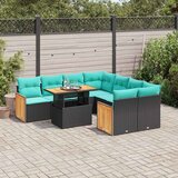  9-dijelni set vrtnih sofa s jastucima crni od poliratana bagrem Cijene