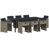  Vrtni set za objed 9 kom. Siva poliratan | shoptok.hr