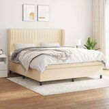  Box spring postelja z vzmetnico krem 180x200 cm blago Cene
