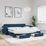  Dnevni krevet na razvlačenje s ladicama plavi 100x200 cm baršun | Eponuda.ba
